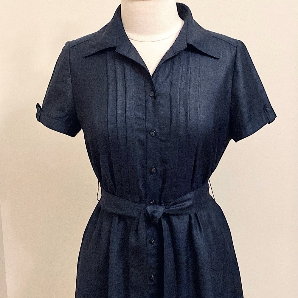 Leilian Original Japan Blue SZ 8 Elegant Quiet Luxury Minimalist Chic Dress - Picture 2 of 15